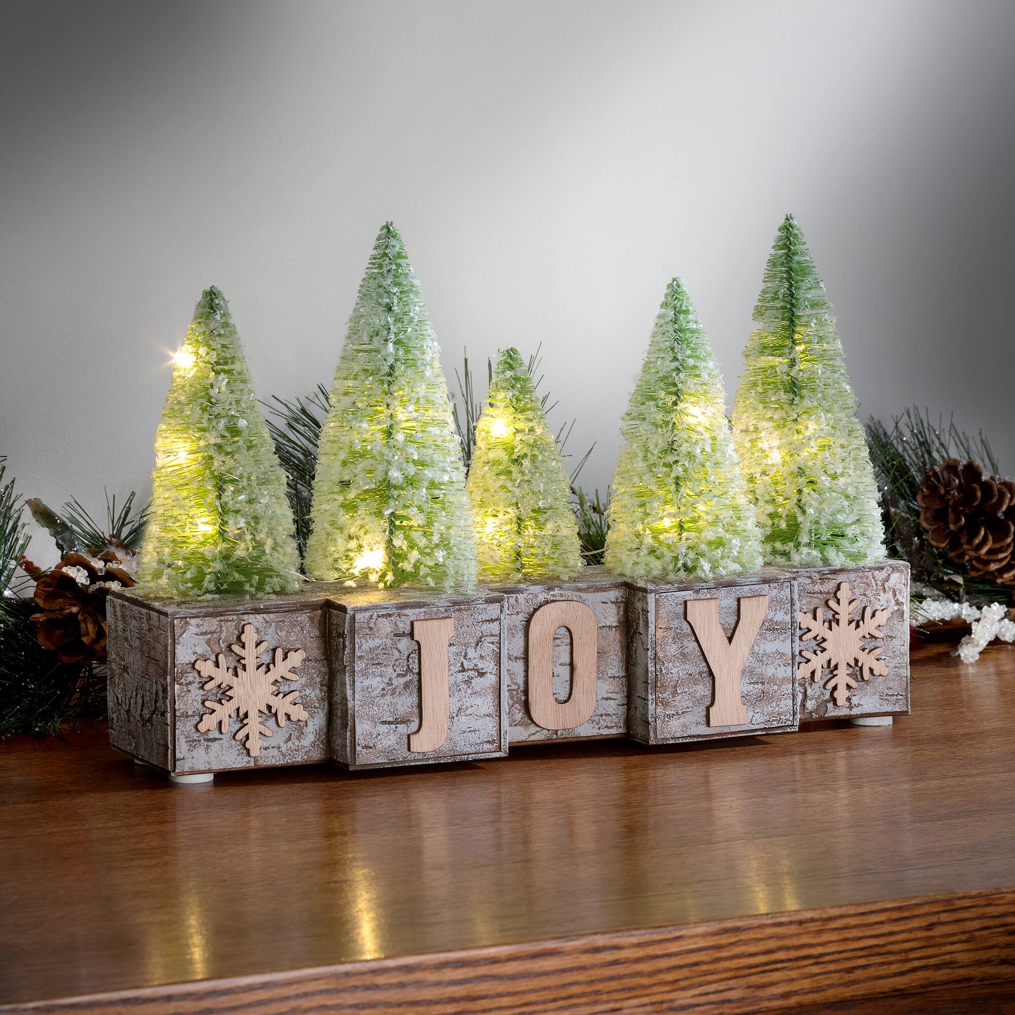 Haute Decor Lighted JOY Christmas Wood Blocks